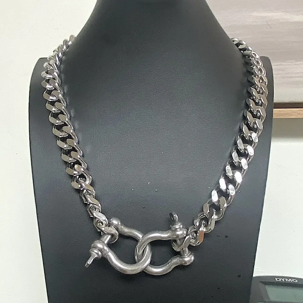 Stainless Steel HorseBit Necklace Thick Cuban Chain Link